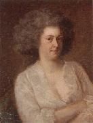 unknow artist Portrait of a lady,half-length,seated,wearing a white dress oil on canvas